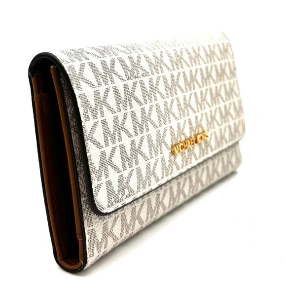 Michael Kors Large trifold Wallet Vanilla/Brown - Picture 4 of 7